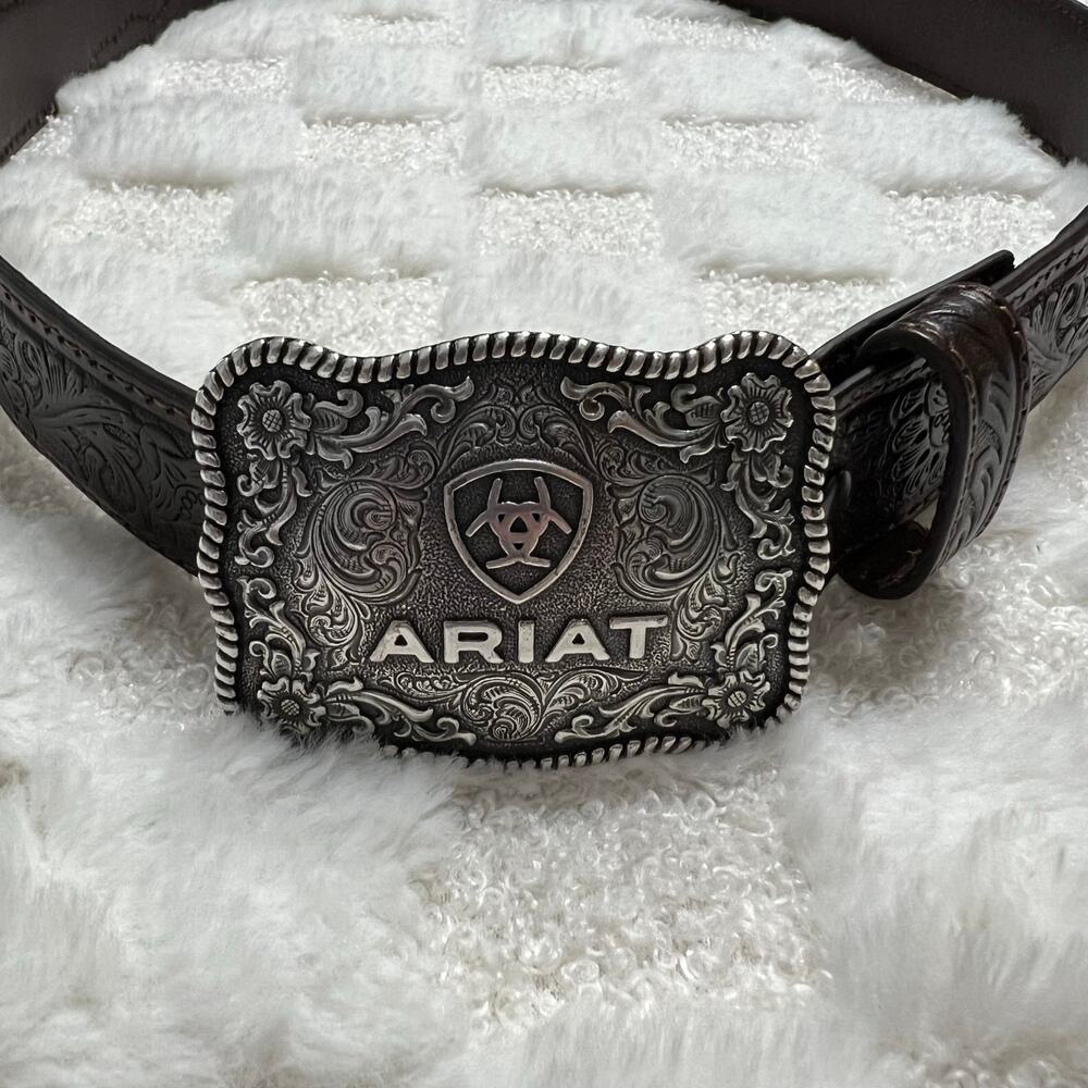 Ariat Boys Belt Size 26 Brown Leather Western Cowboy Buckle